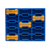 Blue silicone mold with yellow bone-shaped treats labeled 'GOOD BOY' on a white background