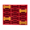 Red silicone mold with bone-shaped cavities and 'GOOD GIRL' text on a white background