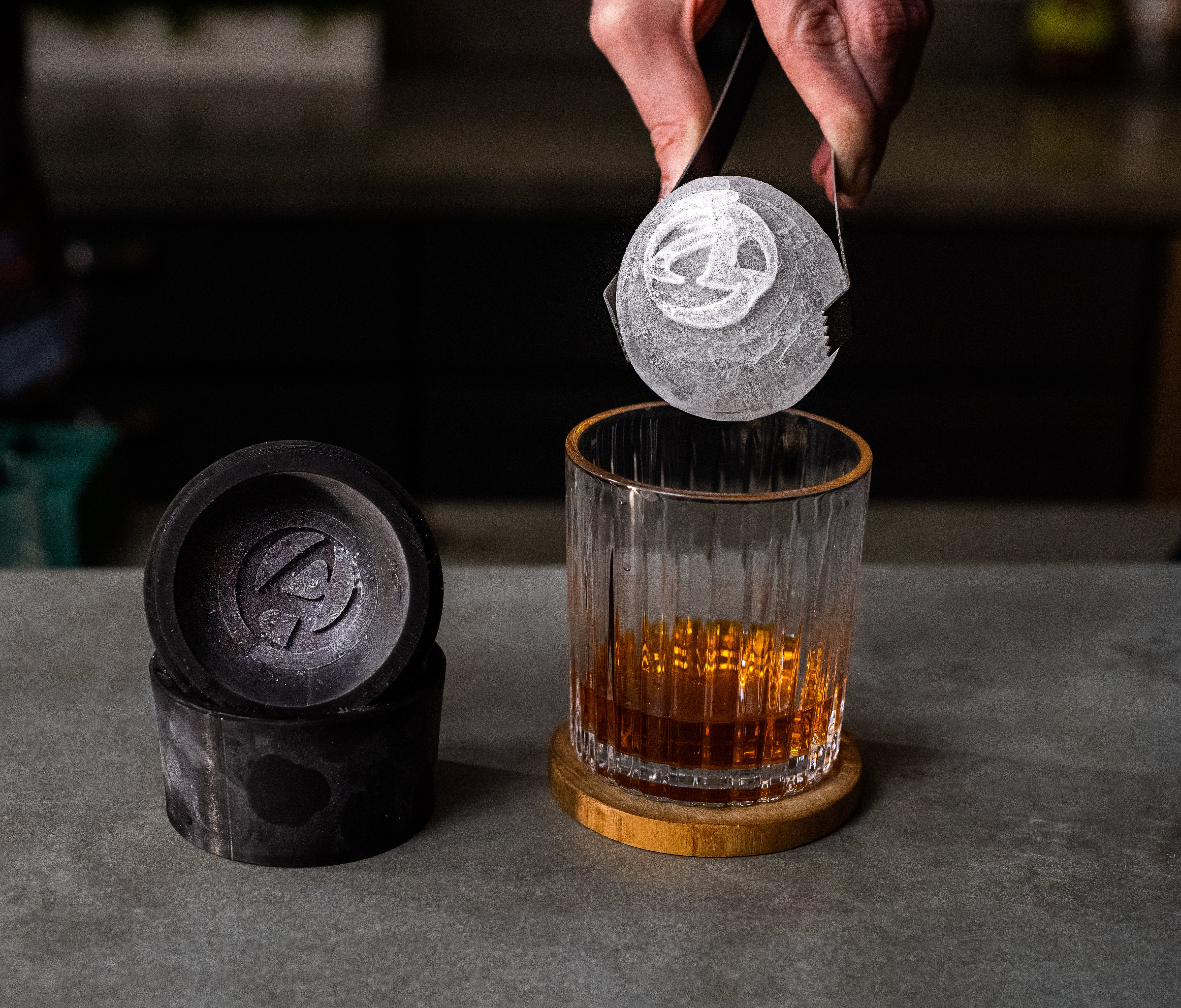 Siligrams Customizable Cylinder Ice Cube Tray - Personalized Custom 2” Cocktail Ice Molds for Whiskey - Bartender Silicone Ice Cube Mold - Monogram